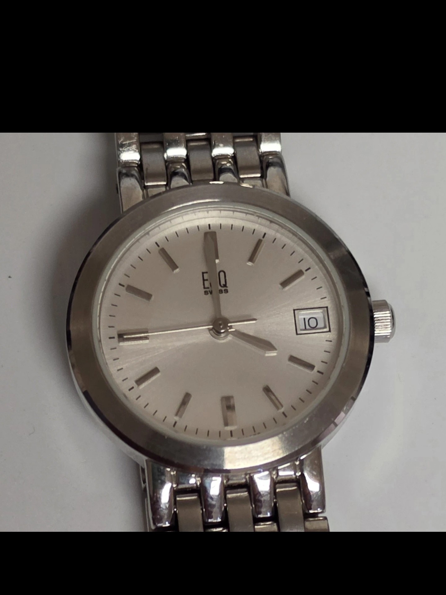 Esq Swiss Womens Silver Stainless Steel Date Watch